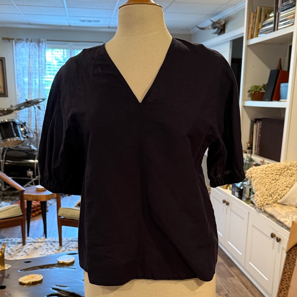 COS Navy V-Neck Women's Blouse 4